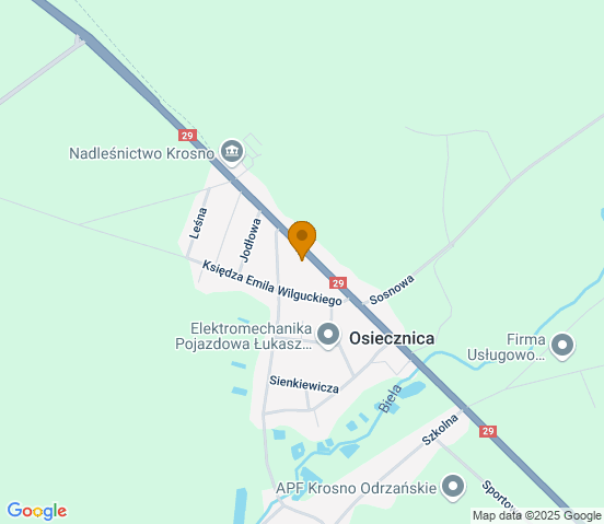 Mapa dojazdu do warsztatu samochodowego w miejscowości Osiecznica