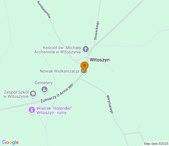 Mapa dojazdu do warsztatu samochodowego w miejscowości Witoszyn, Wymiarki