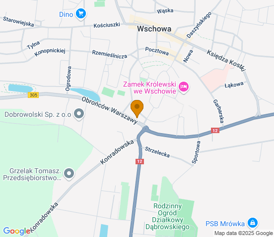 Mapa dojazdu do warsztatu samochodowego w miejscowości Wschowa