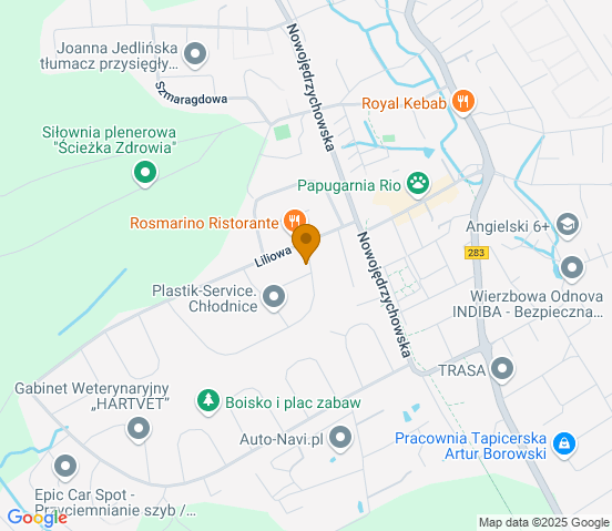 Mapa dojazdu do warsztatu samochodowego w miejscowości Zielona Góra