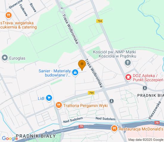 Mapa dojazdu do warsztatu samochodowego w miejscowości Kraków