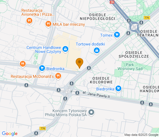 Mapa dojazdu do warsztatu samochodowego w miejscowości Kraków