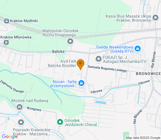 Mapa dojazdu do warsztatu samochodowego w miejscowości Kraków