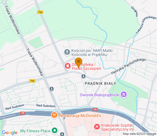 Mapa dojazdu do warsztatu samochodowego w miejscowości Kraków
