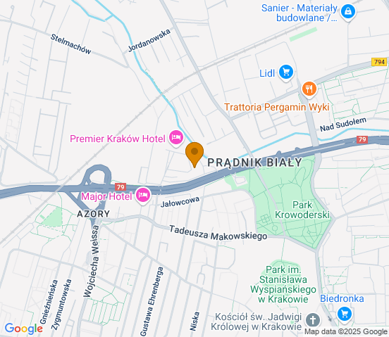 Mapa dojazdu do warsztatu samochodowego w miejscowości Kraków