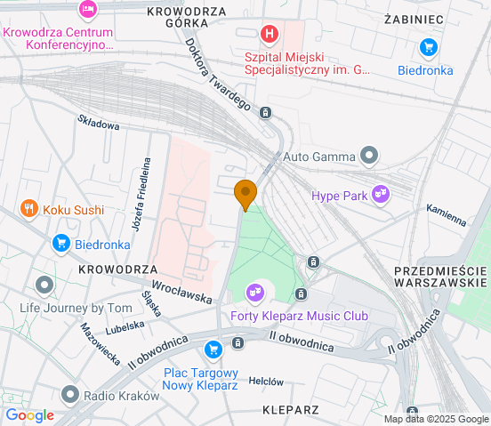 Mapa dojazdu do warsztatu samochodowego w miejscowości Kraków