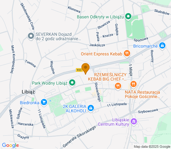 Mapa dojazdu do warsztatu samochodowego w miejscowości Libiąż