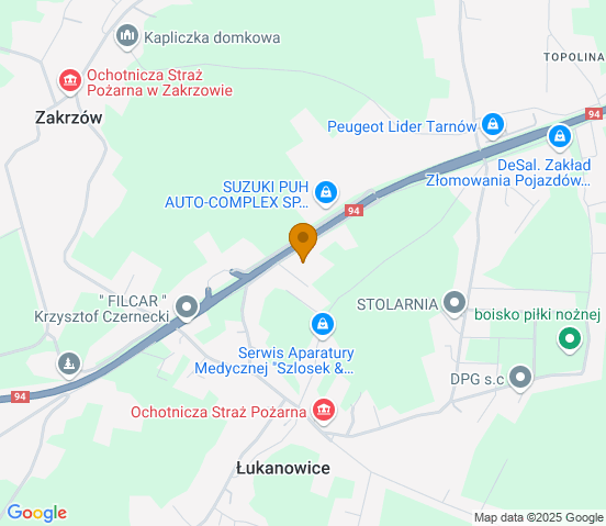 Mapa dojazdu do warsztatu samochodowego w miejscowości Łukanowice