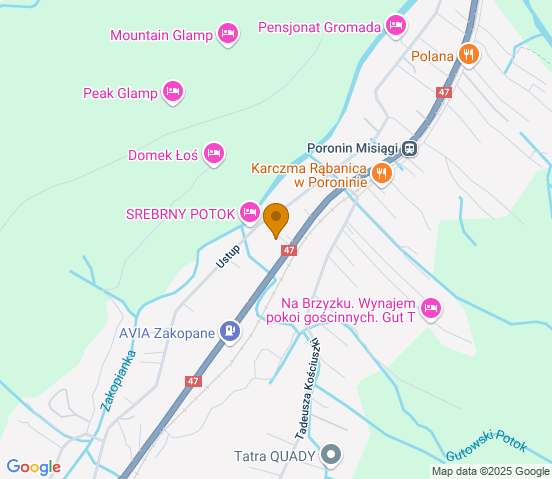 Mapa dojazdu do warsztatu samochodowego w miejscowości Poronin