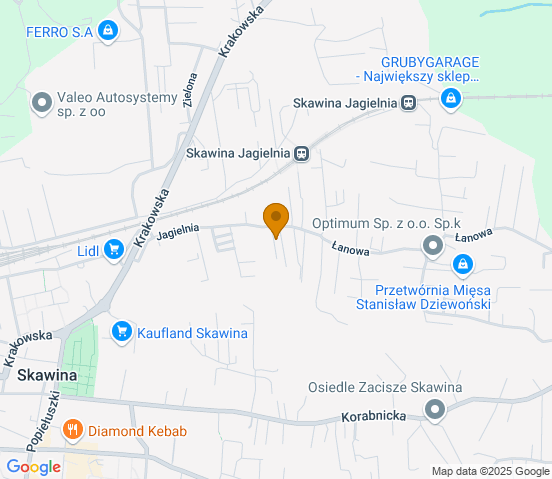 Mapa dojazdu do warsztatu samochodowego w miejscowości Skawina