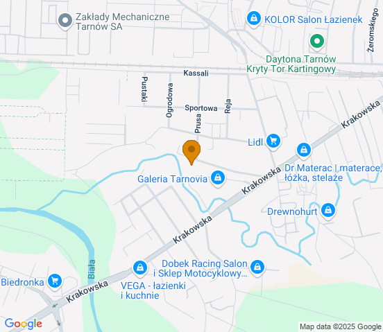Mapa dojazdu do warsztatu samochodowego w miejscowości Tarnów