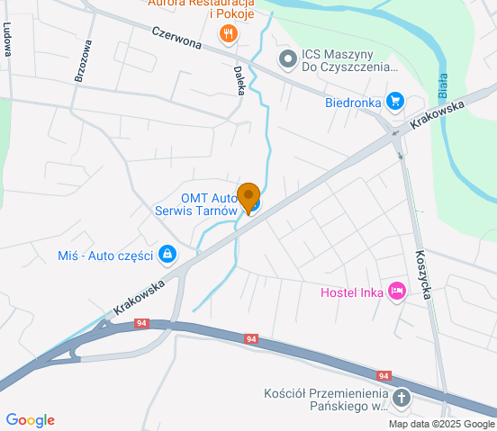 Mapa dojazdu do warsztatu samochodowego w miejscowości Tarnów