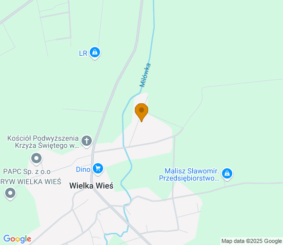 Mapa dojazdu do warsztatu samochodowego w miejscowości Wielka Wieś