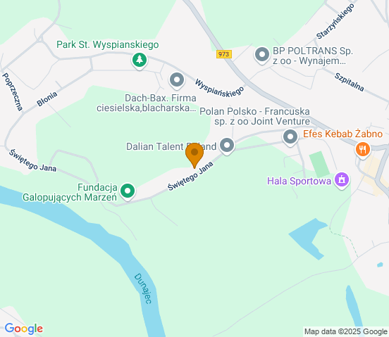 Mapa dojazdu do warsztatu samochodowego w miejscowości Żabno