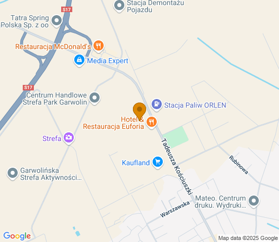 Mapa dojazdu do warsztatu samochodowego w miejscowości Garwolin