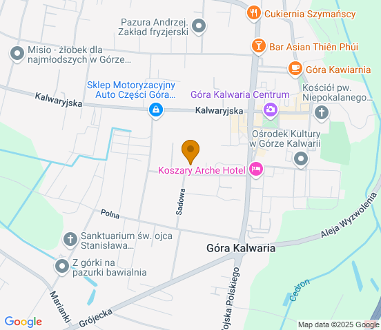 Mapa dojazdu do warsztatu samochodowego w miejscowości Góra Kalwaria