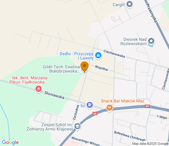 Mapa dojazdu do warsztatu samochodowego w miejscowości Maków Mazowiecki