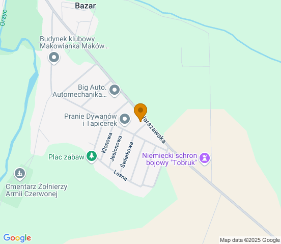 Mapa dojazdu do warsztatu samochodowego w miejscowości Maków Mazowiecki