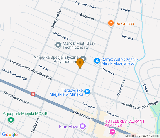 Mapa dojazdu do warsztatu samochodowego w miejscowości Mińsk Mazowiecki
