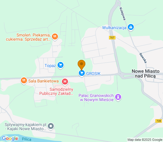 Mapa dojazdu do warsztatu samochodowego w miejscowości Nowe Miasto nad Pilicą