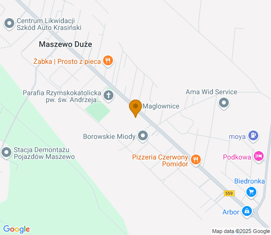 Mapa dojazdu do warsztatu samochodowego w miejscowości Płock