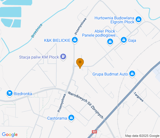 Mapa dojazdu do warsztatu samochodowego w miejscowości Płock