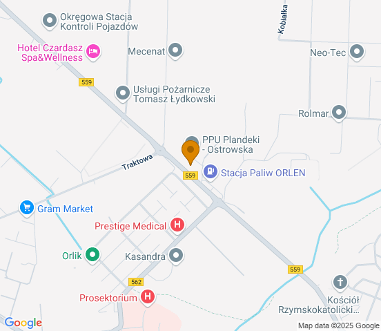 Mapa dojazdu do warsztatu samochodowego w miejscowości Płock