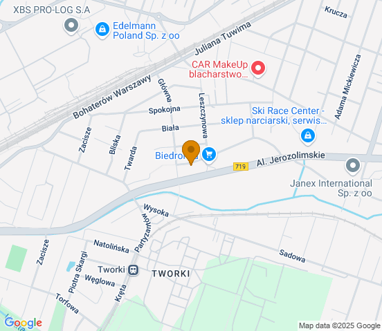 Mapa dojazdu do warsztatu samochodowego w miejscowości Pruszków