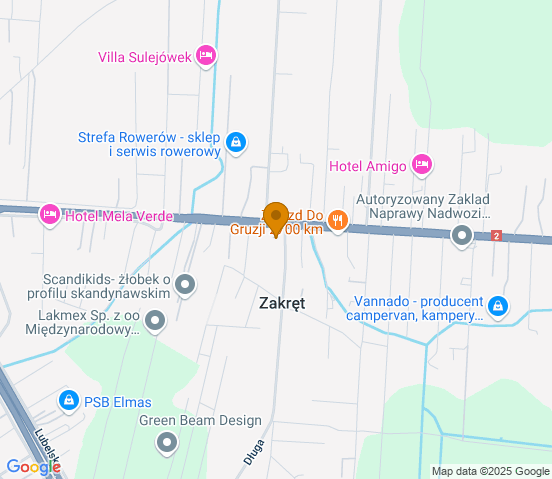 Mapa dojazdu do warsztatu samochodowego w miejscowości Zakręt