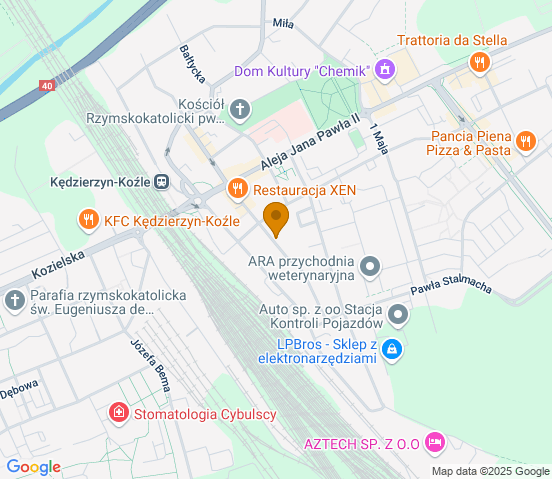 Mapa dojazdu do warsztatu samochodowego w miejscowości Kędzierzyn-Koźle