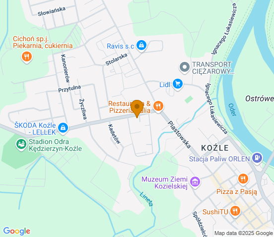 Mapa dojazdu do warsztatu samochodowego w miejscowości Kędzierzyn-Koźle