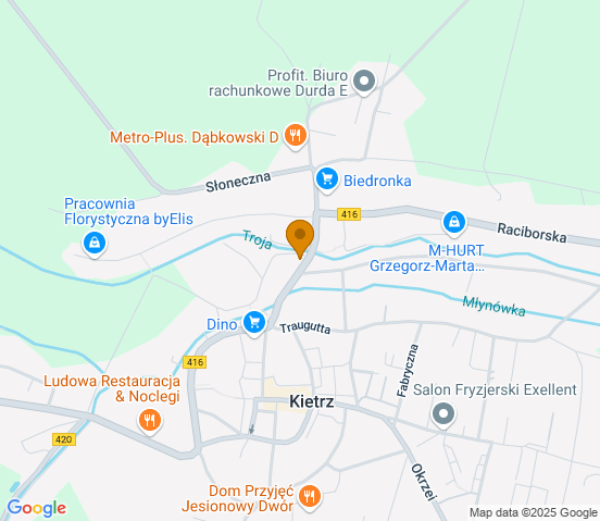Mapa dojazdu do warsztatu samochodowego w miejscowości Kietrz