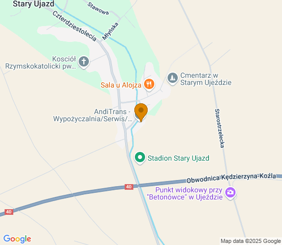 Mapa dojazdu do warsztatu samochodowego w miejscowości Stary Ujazd