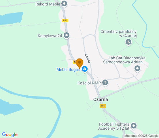 Mapa dojazdu do warsztatu samochodowego w miejscowości Czarna