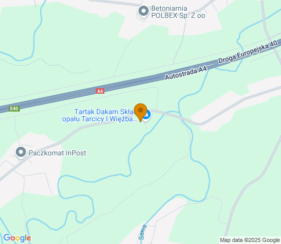 Mapa dojazdu do warsztatu samochodowego w miejscowości Dębina