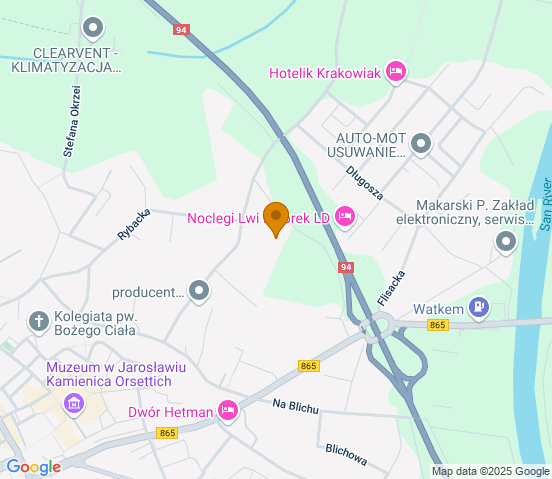 Mapa dojazdu do warsztatu samochodowego w miejscowości Jarosław