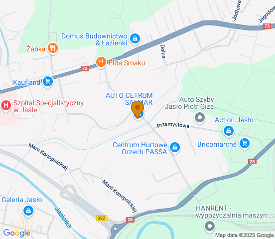 Mapa dojazdu do warsztatu samochodowego w miejscowości Jasło