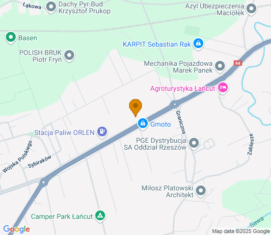Mapa dojazdu do warsztatu samochodowego w miejscowości Łańcut