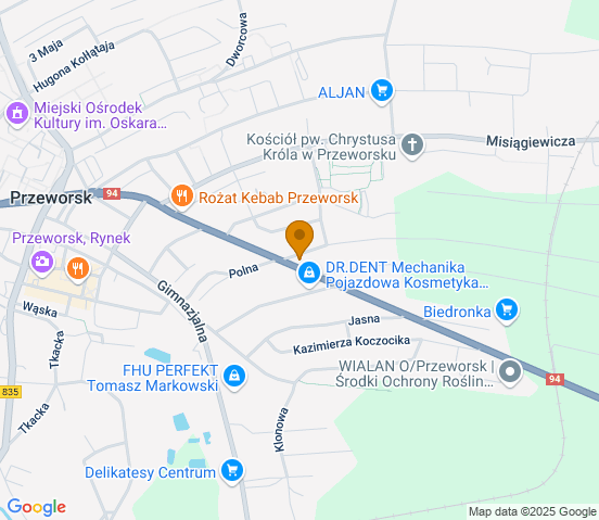 Mapa dojazdu do warsztatu samochodowego w miejscowości Przeworsk