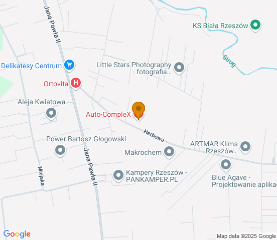 Mapa dojazdu do warsztatu samochodowego w miejscowości Rzeszów