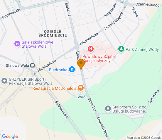 Mapa dojazdu do warsztatu samochodowego w miejscowości Stalowa Wola