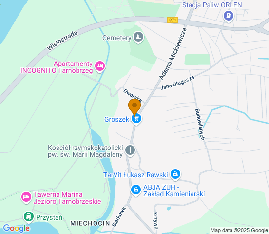 Mapa dojazdu do warsztatu samochodowego w miejscowości Tarnobrzeg