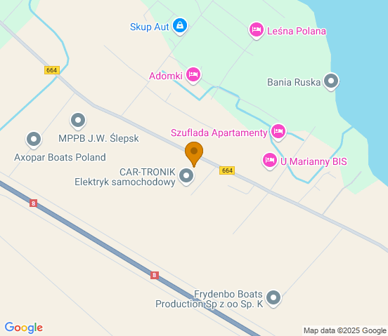 Mapa dojazdu do warsztatu samochodowego w miejscowości Augustów