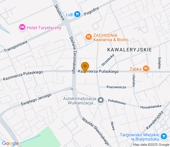 Mapa dojazdu do warsztatu samochodowego w miejscowości Białystok