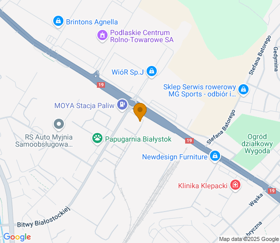 Mapa dojazdu do warsztatu samochodowego w miejscowości Białystok