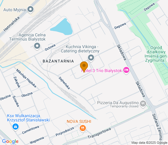 Mapa dojazdu do warsztatu samochodowego w miejscowości Białystok