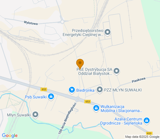 Mapa dojazdu do warsztatu samochodowego w miejscowości Suwałki