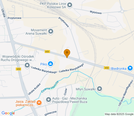 Mapa dojazdu do warsztatu samochodowego w miejscowości Suwałki