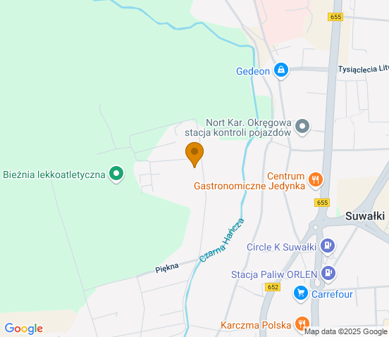 Mapa dojazdu do warsztatu samochodowego w miejscowości Suwałki