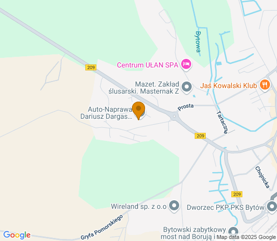 Mapa dojazdu do warsztatu samochodowego w miejscowości Bytów